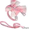 Newtensina Pettorina per cani e gatti con papillon per cani di piccola taglia e gatti - Rosa/Verde - S