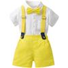 Yimutian Completini e Coordinati Gentiluomo per Bambino Battesimo,Pantaloncini con Bretelle + Camicia e Papillon Cerimonia Nozze Elegante Suit per Bambini e Ragazzi Giallo Fluorescente 6-12 mesi