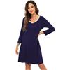 WiWi Camicie da notte da donna in bambù morbida a maniche lunghe camicia da notte da donna camicie da notte taglie forti camicie da notte indumenti da notte S-4X, Marina Militare, M