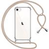 Pnakqil Cover per iPhone 8/iPhone SE 2020/iPhone 7/SE 2022 con Cordino, Trasparente Custodia con Laccio Tracolla Cellulare Girocollo Collana Protettiva per iPhone 8 4.7 Pollic, Khaki