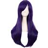 MapofBeauty 28 Pollic/70cm Da Donna Uso Quotidiano Capelli Ricci Moda Parrucche (Scuro Viola)