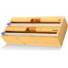 YDFYX Dispenser Carta Stagnola/Alluminio Film, Dispenser per Pellicola Trasparente in bambù, Scatola Riutilizzabile Per Organizer Per La Conservazione Della Cucina (2 in 1)