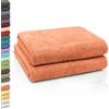 ZOLLNER 2 teli da bagno - morbidi e assorbenti teli doccia XXL - lavabili a 95°C - cotone - 100x150 cm - arancione