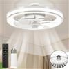 Mefine E27 Ventilatore da Soffitto con Luce Silenzioso, 33cm Dimmerabile Ventilatore da Soffitto con Telecomando, 34W Piccolo Ventilatore da Soffitto Bianco 4 Velocità per Camere da Letto (Bianco)