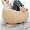 Highdi Copertura per Poltrona a Sacco (Senza Imbottitura), Bambini & Adulti Bean Bag Fodera per Sedia a Sacco Morbida e Comoda Puff Pouf Cuscino per Sacco di Fagioli (Beige,80x90cm)