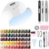 Vishine Visine Kit Semipermanente Unghie, Kit Set Smalto Semipermanente Professionale Completo in 48 Pcs Gel Lampada 40w UV/LED Smalti Gel Kit con Base e Top Coat, Kit Manicure Semipermanente