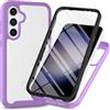 XINNI Cover per Samsung Galaxy A55 5G, Protezione Schermo Integrata 360 Gradi Antiurto Custodia, Rugged Doppia Faccia Bumper Trasparente Full Guscio Fronte Retro Case, Viola Chiaro