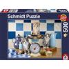 Schmidt Spiele- Puzzle da 500 Pezzi con Gatti in Cucina, Multicolore, 58370