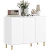 HOMCOM Credenza Moderna con 2 Armadietti a 3 Ripiani in Legno, ante lisce senza maniglie e sistema antiribaltamento,107x40x80 cm, Bianco | Aosom Italy