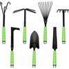 Kizaten 7Pcs Set di Attrezzi da GiardinoKit Giardinaggio con Doppia Zappa,Piccolo Coltivatore,Zappan,Raschietto per Giunti,Rastrello a Mano,Cazzuola per Fiori per Coltivare e Mantenere il tuo Giardino