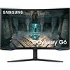 Samsung Monitor Gaming Odyssey G6 (S32BG652), Curvo (1000R), 32'', 2560x1440 (WQHD), HDR600, VA, 240 Hz, 1ms, Freesync Premium Pro, HDMI, USB, Display Port, Ingresso Audio, Casse Integrate, HAS, Pivot