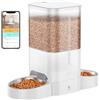 HoneyGuaridan 5L Distributore Automatico Cibo Gatti Doppio, 2.4G WiFi Dispenser Crocchette Gatto e Cani, 6 Pasti al Giorno, 2 Ciotole con Distribuzione in Porzioni Uguali, Controllo remoto dell'APP