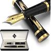 Wordsworth & Black Black with Black Section - Slim Box - Gold trim - EF Nib Bundle