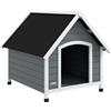 PawHut Cuccia per Cani in Legno da Esterno, Casetta per Cani Grandi con Pavimento Rimovibile, 84x99x87cm, Grigio
