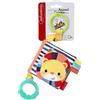 Infantino Multicoloured Fabric Crinkle Book - Scrunching Page Sounds, Round Teether, Squeaker, Animal Themed - Ages 6 Months +