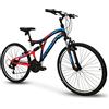 IBK Bici Bicicletta MTB Ares 3.0 Kron 26'' Pollici BIAMMORTIZZATA 21 Velocita' Mountain Bike Freni V-Brake (Rosso)