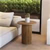 DEGHI Tavolino rotondo 40 cm con top in rattan e base in legno naturale cannettato - Khalid