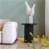 DEGHI Tavolino rotondo 40 cm con top in marmo nero e base in legno nero cannettato - Felipe