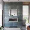 DEGHI Mobile bagno sospeso 80 cm bianco con frontale in vetro lavabo integrato e specchio - Laila
