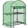 Outsunny Mini Serra da Giardino con 2 Ripiani in Metallo e Copertura in PE, Serra da Balcone e Terrazza Compatta 69x49x91cm, Verde