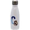 CYPBRANDS Real Madrid - Bottiglia d'Acqua in Acciaio Inox, Chiusura ermetica, con Motivo Lettera C in Blu, 550 ml, Colore: Bianco, Prodotto Ufficiale