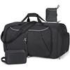 Lubardy Borsone da Viaggio Grande 65L 80L 100L Borsa Viaggio Pieghevole Borsone Borsa Palestra Sportiva con Scomparto Scarpe Impermeabile Ultra-Leggero Duffel Travel Bag Borse Weekend per Donna e Uomo,Grigio