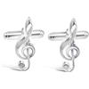 Alexander Castle Gemelli per camicia Argento Sterling a forma di chiave di violino - Regalo per uomini