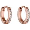 Purelei Orecchini Kaimana, Orecchini a cerchio da donna in acciaio inossidabile, Piccoli cerchi resistenti all'acqua con pietre zirconi, Diametro 1,3 cm (Oro rosa)