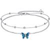 POPLYKE Cavigliera a farfalla per donne Cavigliera a farfalla in argento Sterling Regalo per ragazze