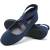 MaxMuxun Ballerine classiche da donna eleganti scarpe basse da donna con cinturino incrociato elastico confortevole ballerina scarpe da donna piatte, Pelle scamosciata nera., 38 EU