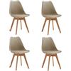 DEYARNA HOME Set di 4 Sedie da Pranzo Moderne, Sedie Imbottite per la Sala da Pranzo, Sedie da Cucina Scandinave con Gambe in Legno di Faggio (Marrone)