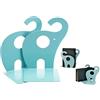 Itian 1 paio di fermalibri a forma di elefante, in metallo (blu marino)