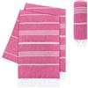 LAYNENBURG Set di 2 telo mare premium con frange annodate a mano - 100% cotone Telo fouta hammam XXL 100x200 cm - OEKO-TEX 100 - telo hamam grande - asciugamano sauna e pestemal (Fucsia)