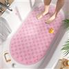 HITSLAM Tappetino Vasca Antiscivolo da Bagno Ovale, Tappetino Doccia Antiscivolo con Bolle da 68x38CM Senza BPA, Tappeto Bagno Resistente alla Muffa e Lavabile in Lavatrice, Rosa