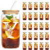 YiYa 550Ml Bicchiere Con Coperchio E Cannuccia Bicchieri con Coperchi in Bambù e Cannuccia in Vetro Tazza di Vetro Iniziale Regali Personalizzati Per Sorelle Maschili Femminili, Zie e Amici (Y)