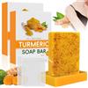 HapDeFu Sapone Sbiancante e Illuminante, 2 Pezzi Turmeric Kojic Acid Soap, Sapone per la Cura del Corpo, Saponetta Alla Curcuma Per Schiarire le Macchie Scure Esfoliano Idratante Sbiancante