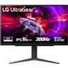 LG 27GS75Q UltraGear Gaming Monitor 27" QHD IPS HDR 10, 2560x1440, 1ms (GtG), G-Sync Compatible, AMD FreeSync Premium 200Hz, HDMI 2.0 (HDCP 2.2), Display Port 1.4, AUX, Flicker Safe, Nero