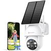YESYAMO 2K Telecamera Wi-Fi Esterno Senza Fili con Pannello Solare | Videocamera Sorveglianza Esterno a Batteria, 360° PTZ, Visione Notturna A Colori, Audio Bidirezionale, Allarmi Pir, 2.4G,IP66
