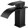 FORIOUS Rubinetto per Bagno FORIOUS, Rubinetto Nero a Cascata per Lavabo,Miscelatore Monocomando per Lavabo con Altezza del Beccuccio di 80 MM, Risparmio Idrico, Risparmio Energetico.