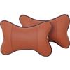 CGEAMDY 2 Pezzi Cuscino Poggiatesta Auto, Cuscino Poggiatesta per Poggiatesta Sedile Auto Realizzato in Cotone Di Lana E Pelle, Cuscino Auto per Alleviare L'affaticamento Del Collo(Marrone)