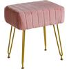 IBUYKE Velluto Sgabello Ottomano Rettangolare, Trucco Vanity, Poggipiedi in Acciaio Dorato, Rosa L/G-51P