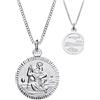 Aeon Collana in argento Sterling 925 con ciondolo a forma di San Cristoforo, double face, protezione da viaggio, catena regolabile da 18 mm, Mutiple Sizes, Argento sterling, Nessuna pietra preziosa