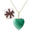 COAI Collana Cuore da Donna, Collana Argento 925 Placcato Oro con Ciondolo Cuore di Agata Verde Striata da Donna