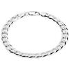 Aka Gioielli® - Bracciale in Argento Sterling 925 Rodiato Catena 7mm Grumetta Piatta per Uomo Donna - lunga 19 cm