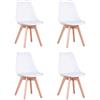 DEYARNA HOME Set di 4 Sedie da Pranzo Moderne, Sedie Imbottite per la Sala da Pranzo, Sedie da Cucina Scandinave con Gambe in Legno di Faggio (Bianco)