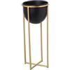 DRW Vaso con piede in metallo nero e oro 22,5 x 55 cm