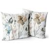 Snylcce Set di 2 federe per cuscini con fiori ad acquerello, 40,6 x 40,6 cm, colore marrone, crema, grigio, foglia di tè, decorazioni per la casa, camera da letto, cuscini esterni