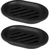 Topsky Confezione da 2 portasapone, porta sapone, risparmio sapone, facile da pulire, asciutto, Stop Mushy Soap, portasapone e spugna per il lavello in cucina e in bagno (nero)