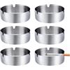 sinzau Posacenere in Acciaio Inox 6 Pezzi per Interni - Posacenere Rotondo da Tavolo per Fumatori 8cm - per Ufficio Bar Ristorante Hotel Caffè KTV