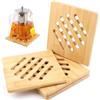 VFANDV Sottopentola, 4P Sottopentole in Bambù, Sottopentola Antiscivolo Resistenti Al Calore Sottopentola in Legno di Bambu, Adatti per Cucina Piatti Caldi, Pentole e Padelle (15x15cm, Forme Quadrate)